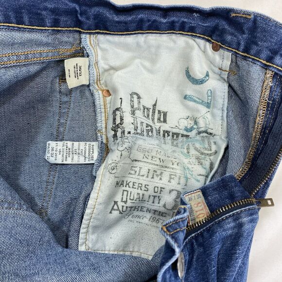 Polo Ralph Lauren Jeans Mens 36x32 Blue Slim Straight Fit Medium Fade Wash Denim - Picture 7 of 13